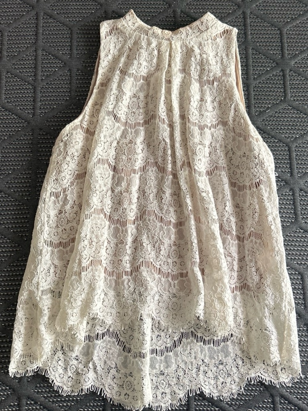 love, Fire Cream Sleeveless Lace High-Neck Blouse